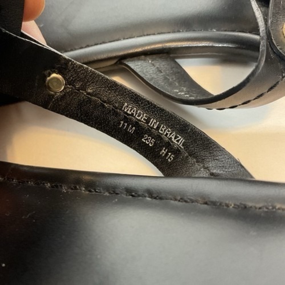 Tory Burch Miller Black Logo SlipOn Flat Thong Sandals Women 11M Brazil Leather - Picture 2 of 11